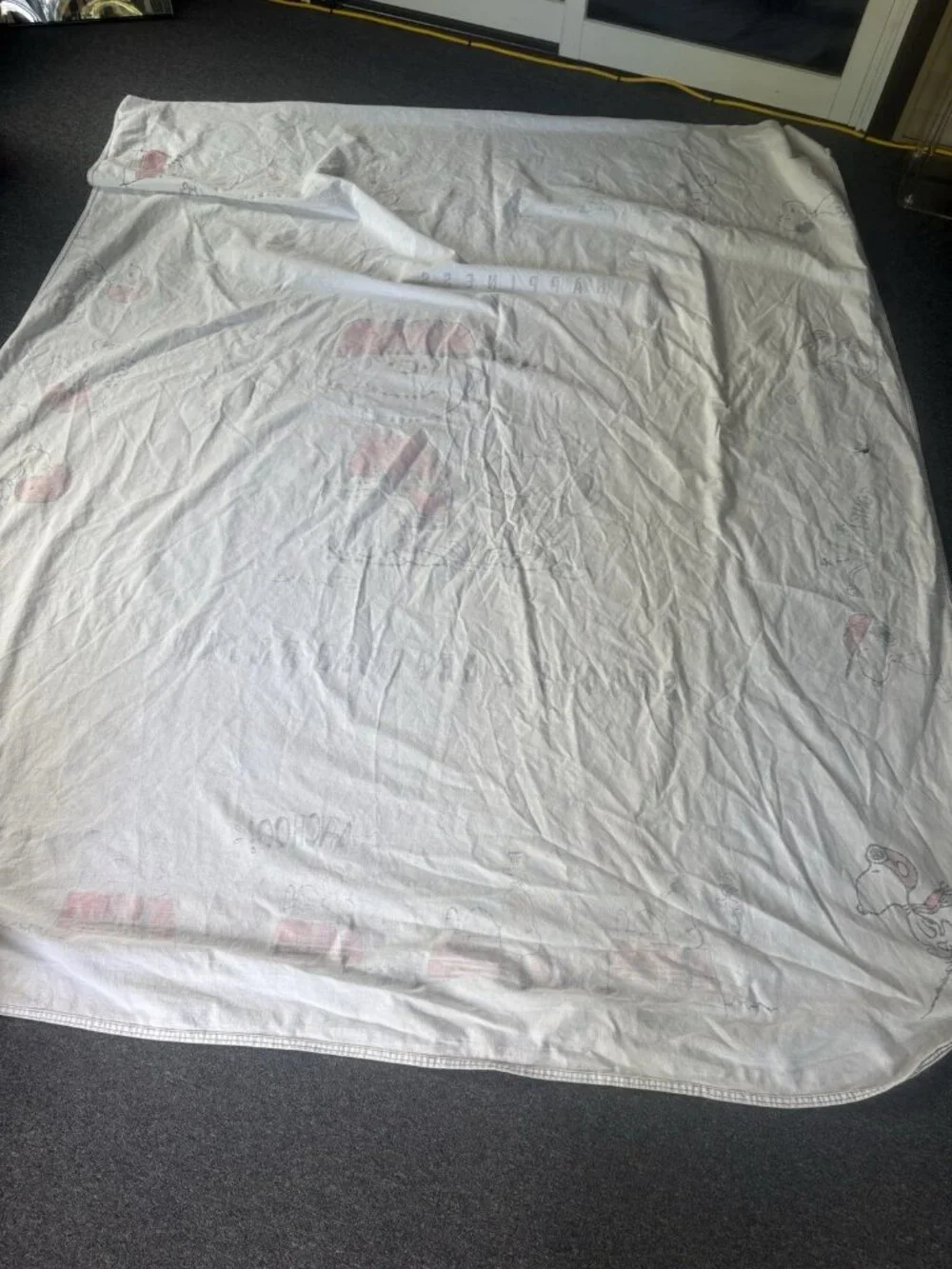 Vintage 70s/1970s SNOOPY & CHARLIE BROWN White Full Size Bedspread Blanket